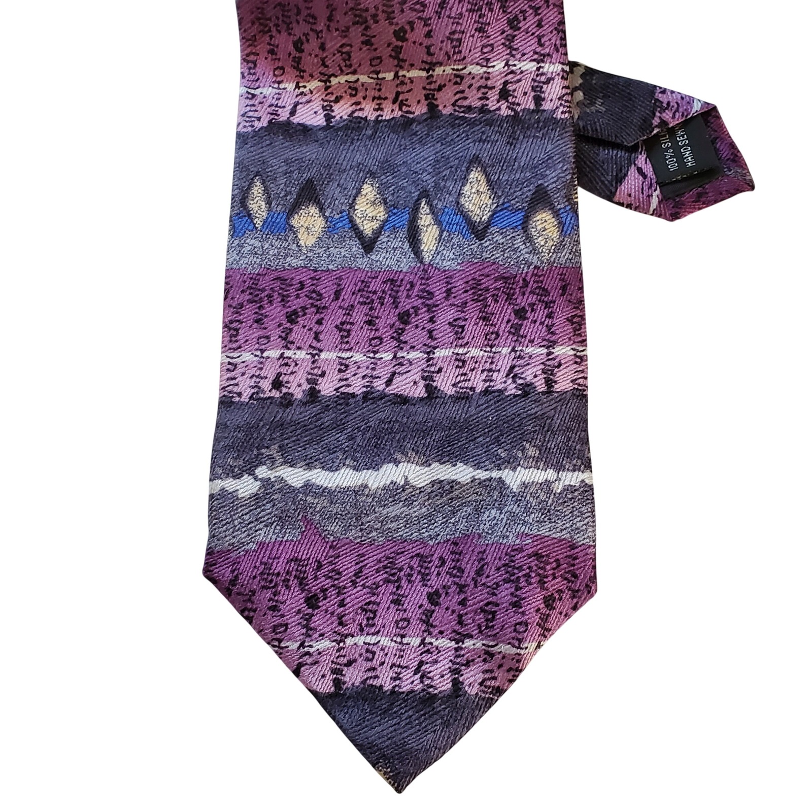 John Hill Executive Collection Mens Silk Tie Purple Abstract Geometric 57x3.5